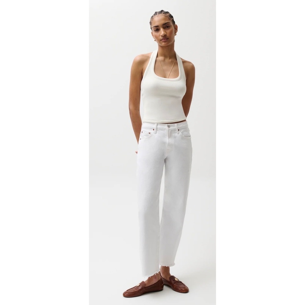 PISTOLA LEXI MID RISE BOWED STRAIGHT JEAN - LUXE WHITE VINTAGE SZ 27 NWT $168